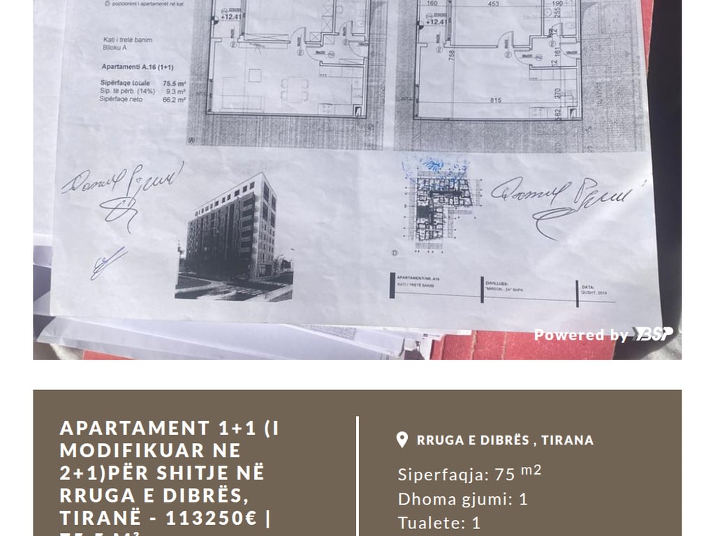 Apartament 1+1 (i modifikuar ne 2+1)Për Shitje në Rruga e Dibrës, Tiranë - 113250€ | 75,5 m²