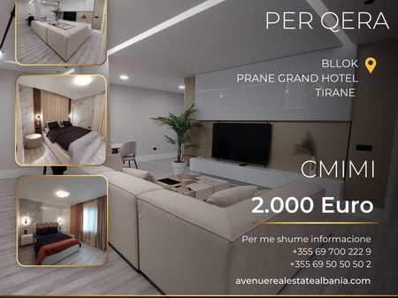 Apartment 2+2+2 bathrooms for rent in Bllok, Tirana