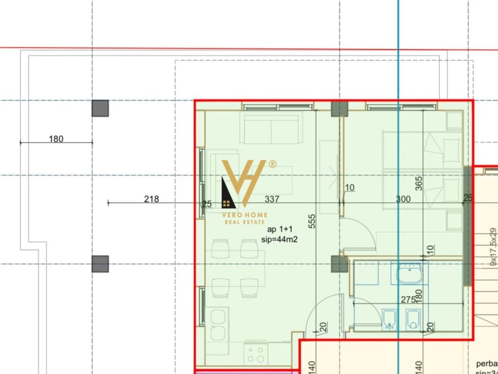 SHITET APARTAMENT 1+1 BUZE DETIT NE RRADHIME 167.000 EURO