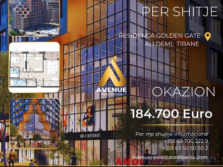 ‼️OCCASIONE‼️ Vendesi Appartamento 2+1+2 Complesso Golden Gate, Ali Demi Tirana