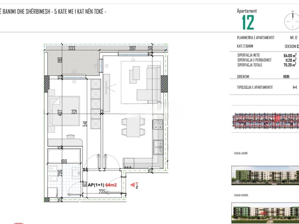 Vendesi Appartamento 1+1 a Kamez 60.200 €