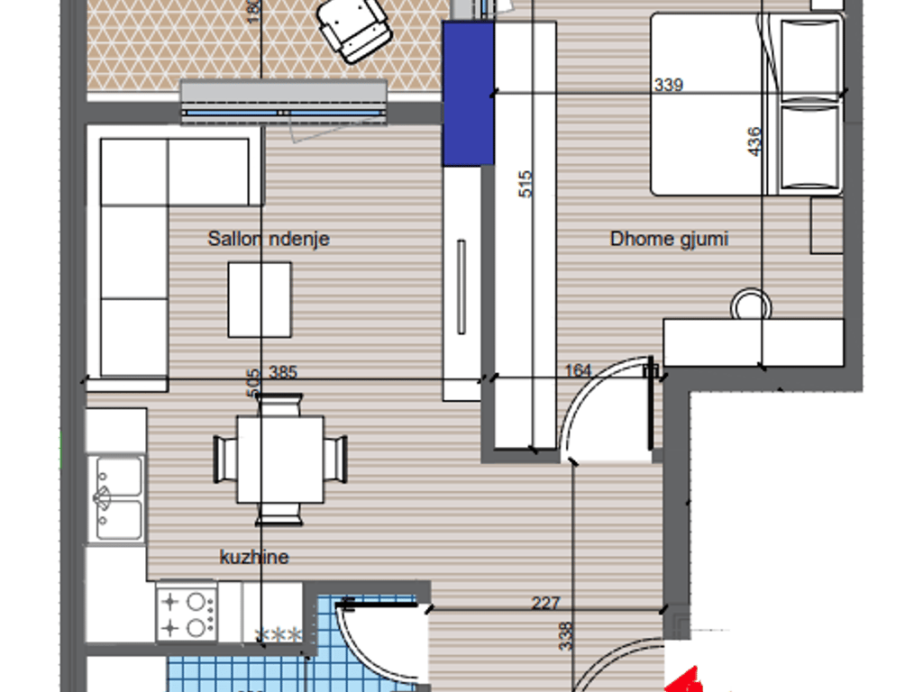 VENDESI APPARTAMENTO 1+1 COLONNADE RESIDENCE A ZOG TE ZI, TIRANA
