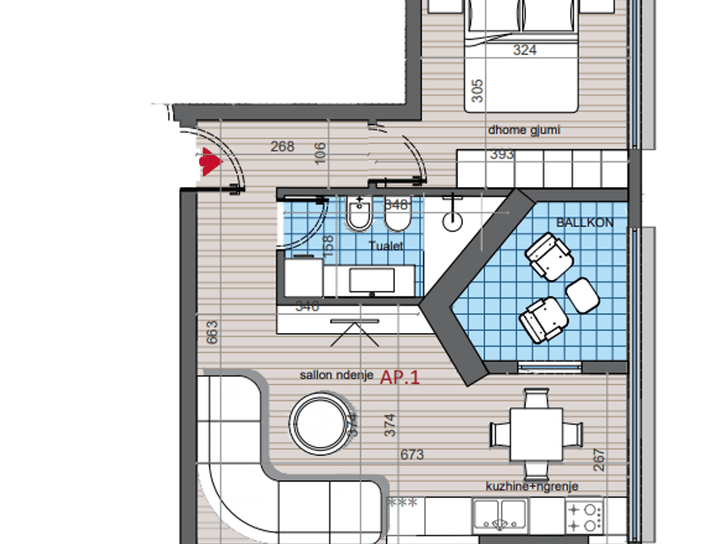 VENDESI APPARTAMENTO 1+1 COLONNADE RESIDENCE A ZOG TE ZI, TIRANA