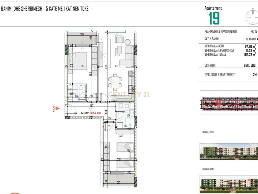 Vendesi Appartamento 2+1 a Kamëz 82.600 €