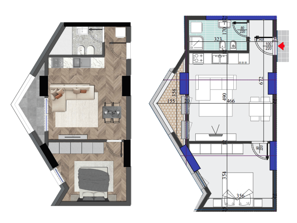 VENDESI APPARTAMENTO 1+1 COLONNADE RESIDENCE A ZOG TE ZI, TIRANA