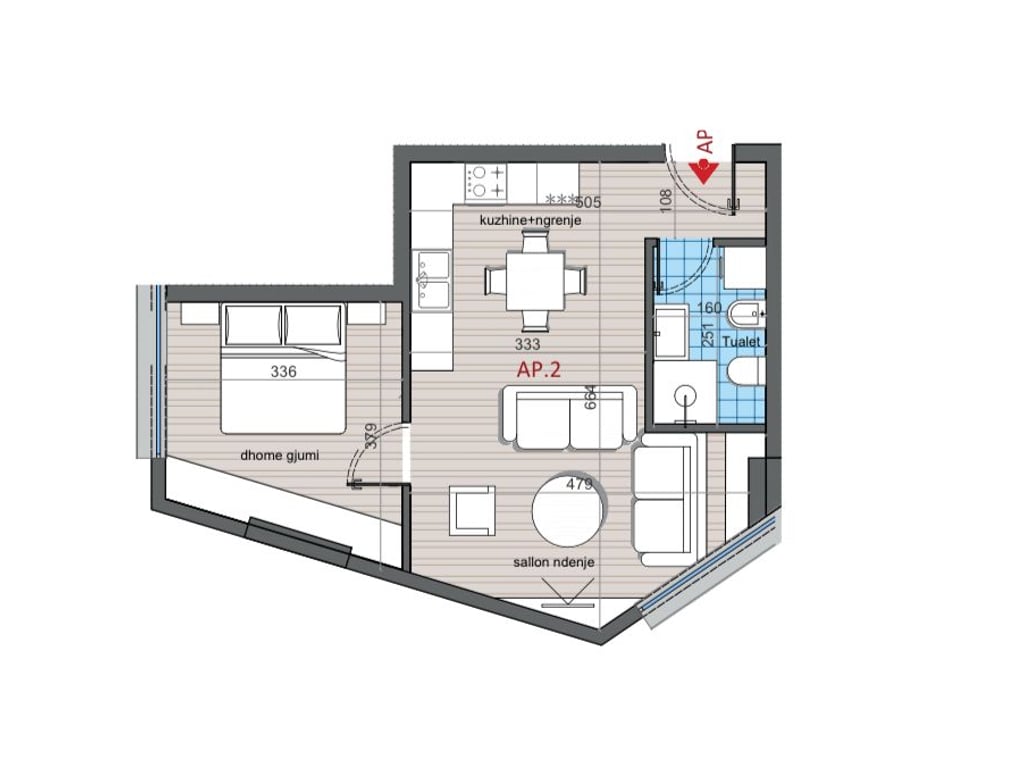 VENDESI APPARTAMENTO 1+1 COLONNADE RESIDENCE A ZOG TE ZI, TIRANA