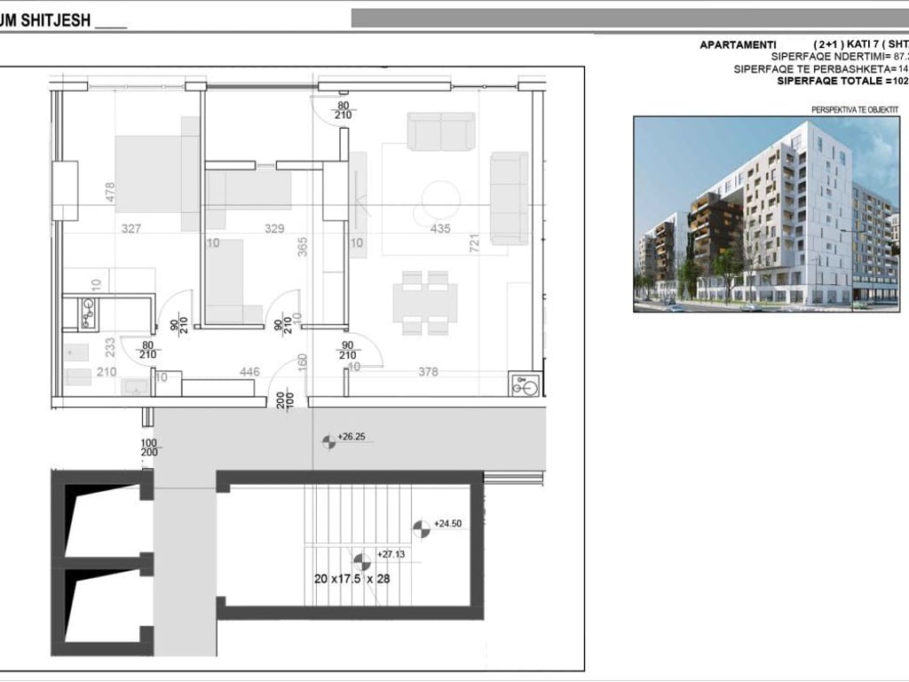 2+1 apartment at 21 Dhjetori inside the Square 21 complex in Tirana (ID 41211490)