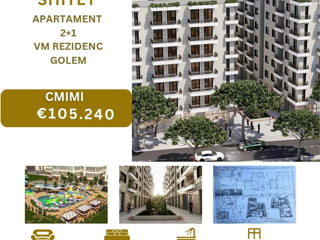 Shitet Apartament 2+1 Golem VM Rezidenc