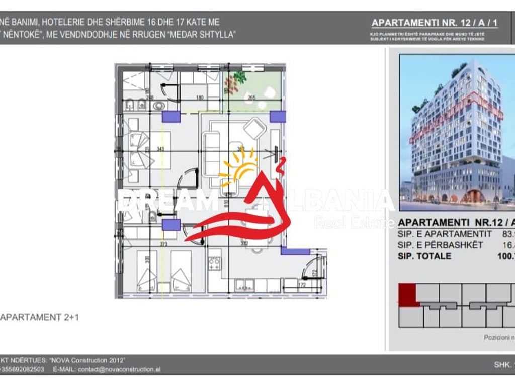 Apartament 2+1+ Parkim ne shitje tek White Tower - Komuna e Parisit ( ID 41211857)