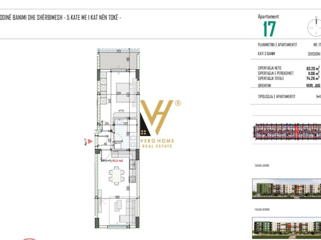 SHITET APARTAMENT 1+1 NE BATHORE 59.400 EURO