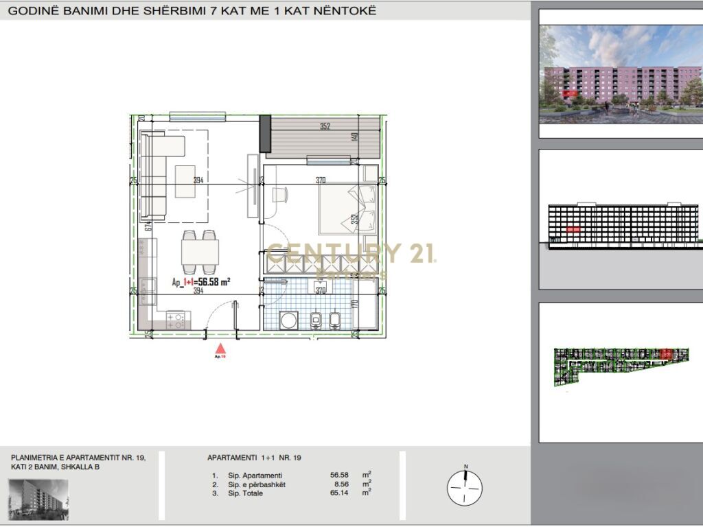 Shitet Apartament 1+1 Paskuqan, prane Bulevardit te Ri.