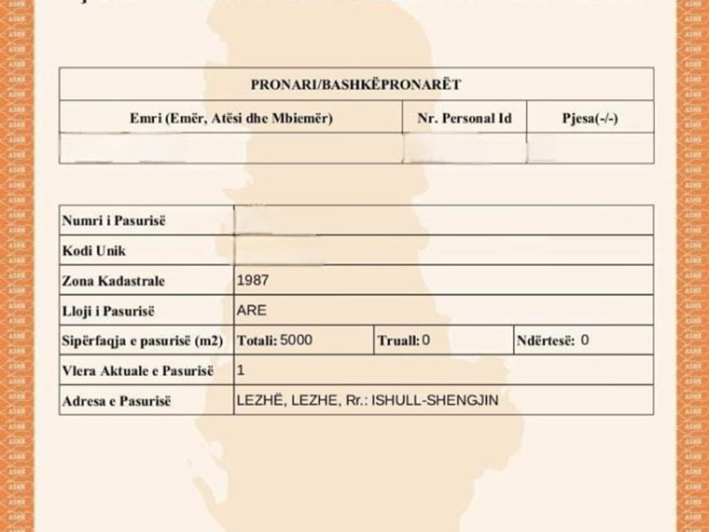Terreno con Percentuale di Costruzione a Lezhe (ID BT75) Lezhe