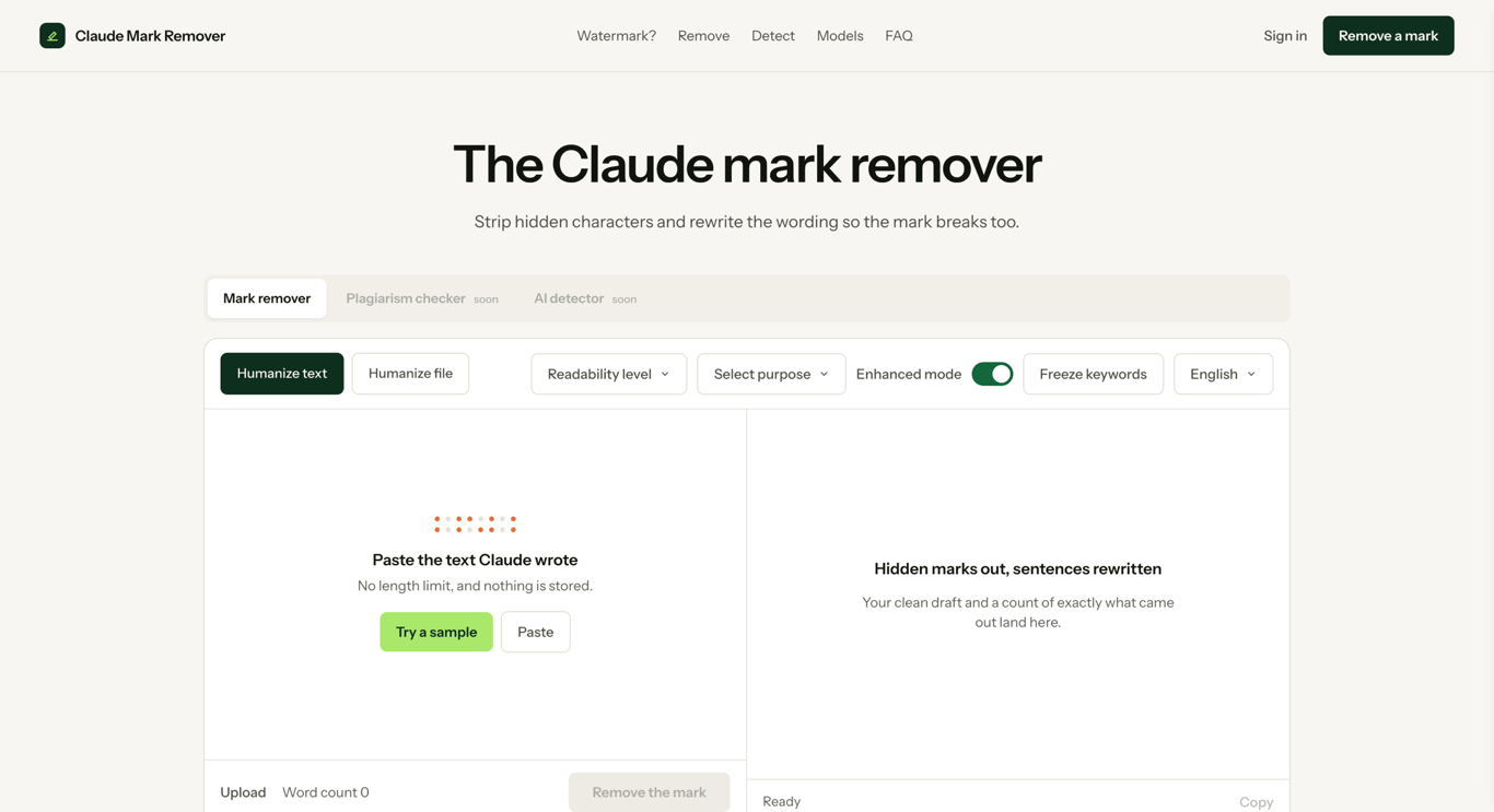 Claude Mark Remover screenshot