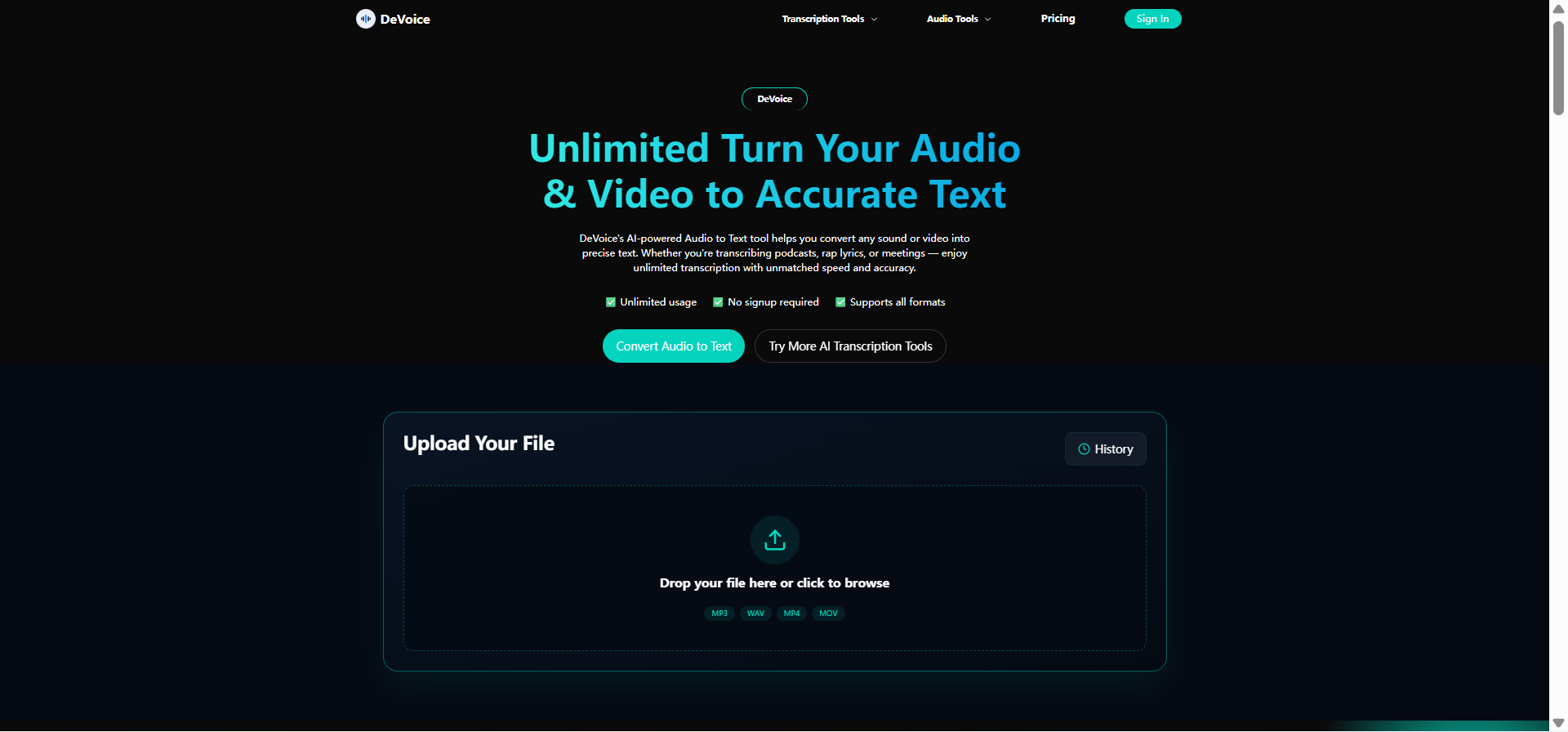 DeVoice Audio to Text screenshot