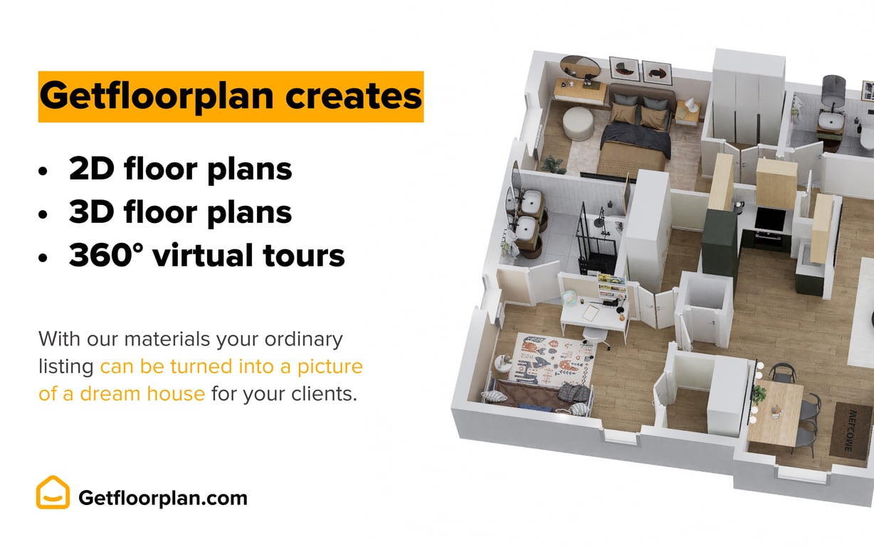 2D, 3D AI generator Getfloorplan