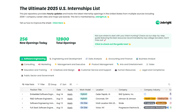Top U.S. Internship List screenshot 1