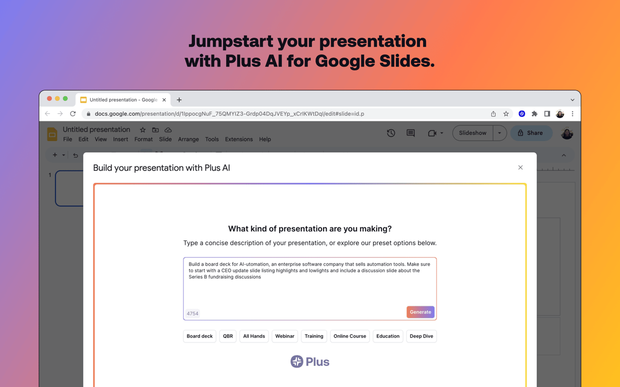 Plus AI for Google Slides