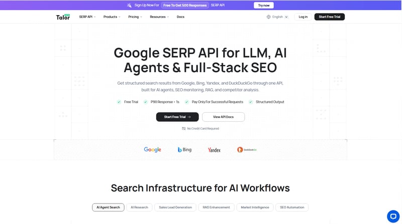 TalorData SERP API screenshot