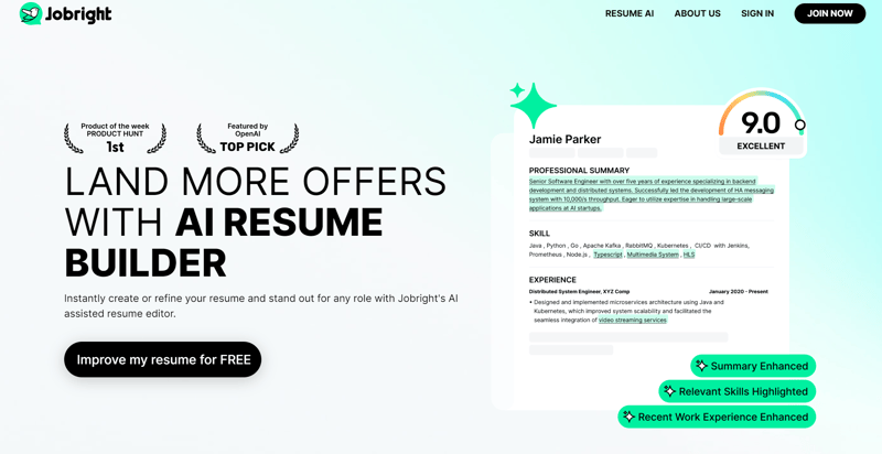 Jobright AI Resume Builder screenshot 1