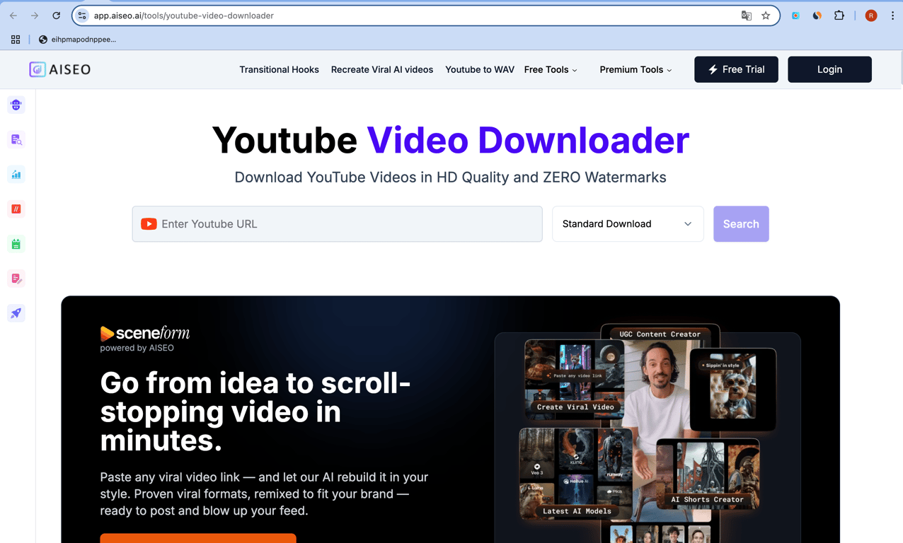 AISEO youtube video downloader screenshot