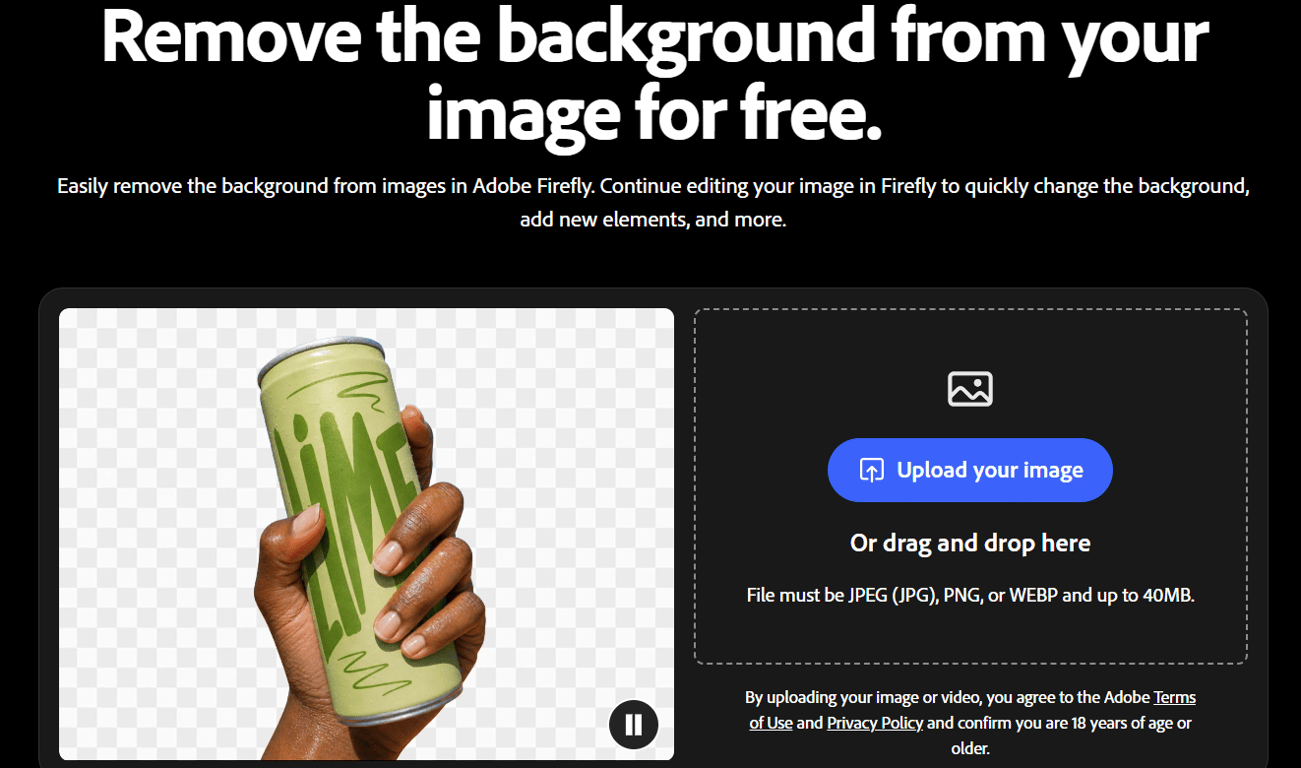 Adobe Firefly AI Background Remover screenshot
