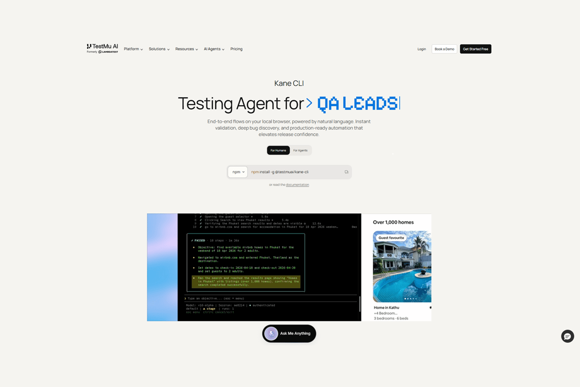 Kane CLI By TestMu AI screenshot