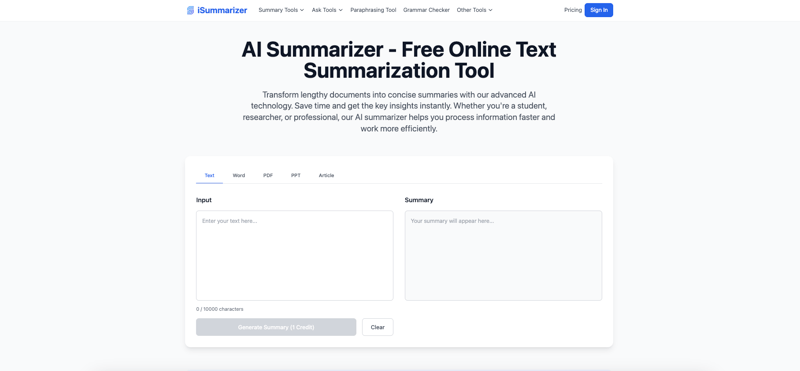 iSummarizer screenshot