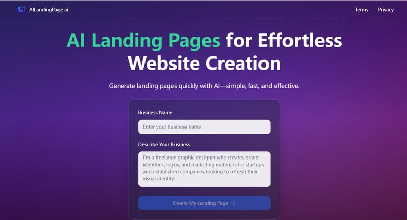 AILANDINGPAGE screenshot 1