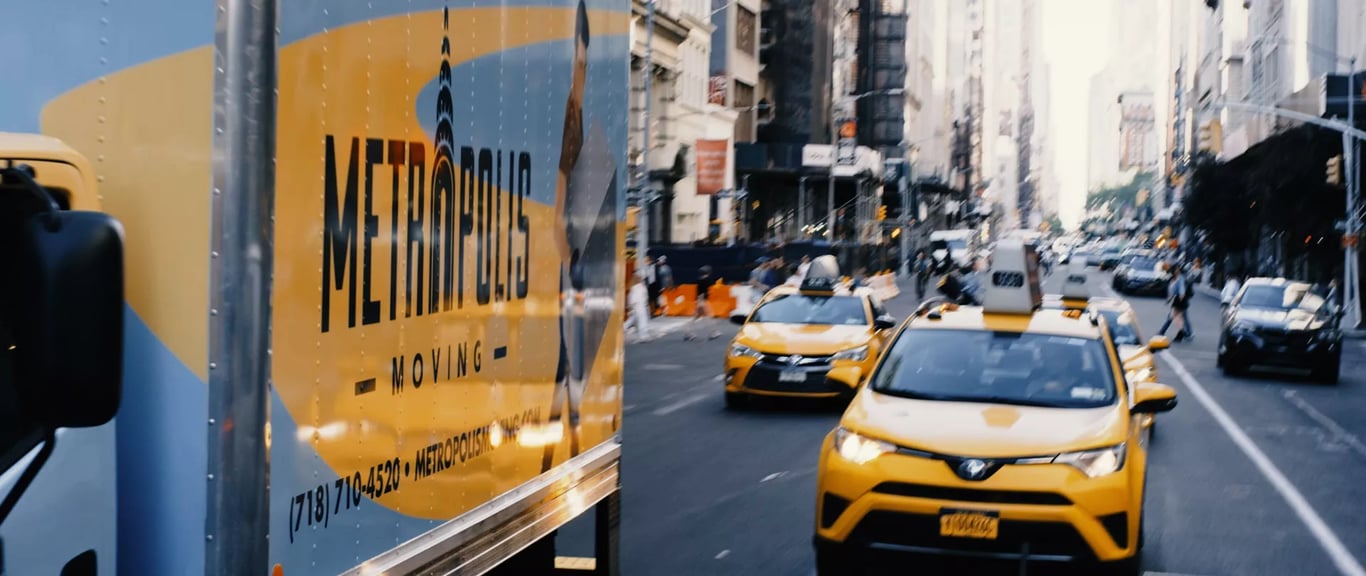 NYC Office moving truck in Manhattan traffic