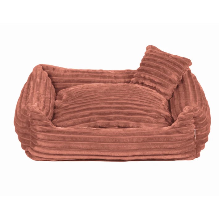 peach ribbed dog bed