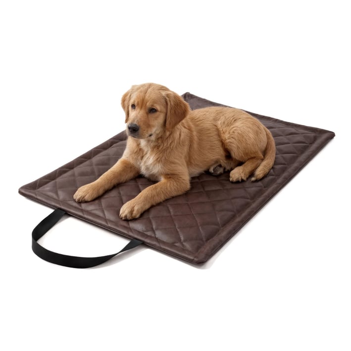 Waterproof Faux Leather Dog Mat - Diamond - Dark brown