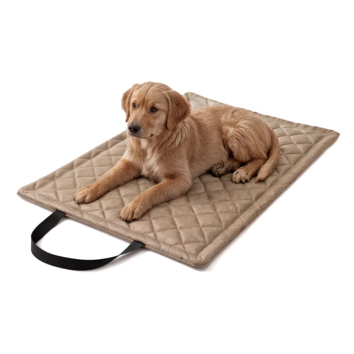 Waterproof Faux Leather Dog Mat - Diamond - Beige