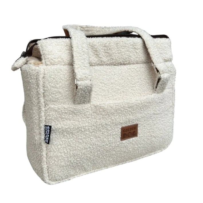 bouclé dog carrier