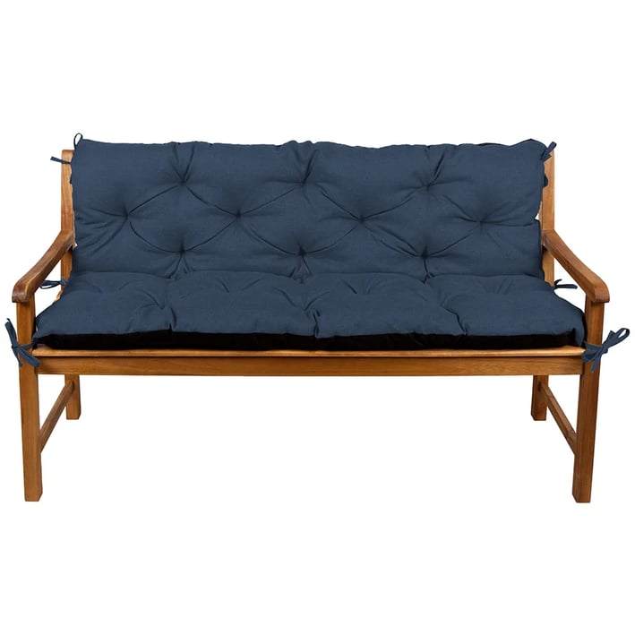 dark blue bench cushion with backrest