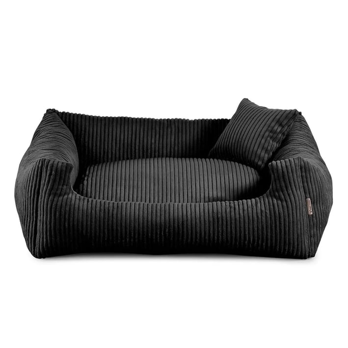 black soft stripe dog bed
