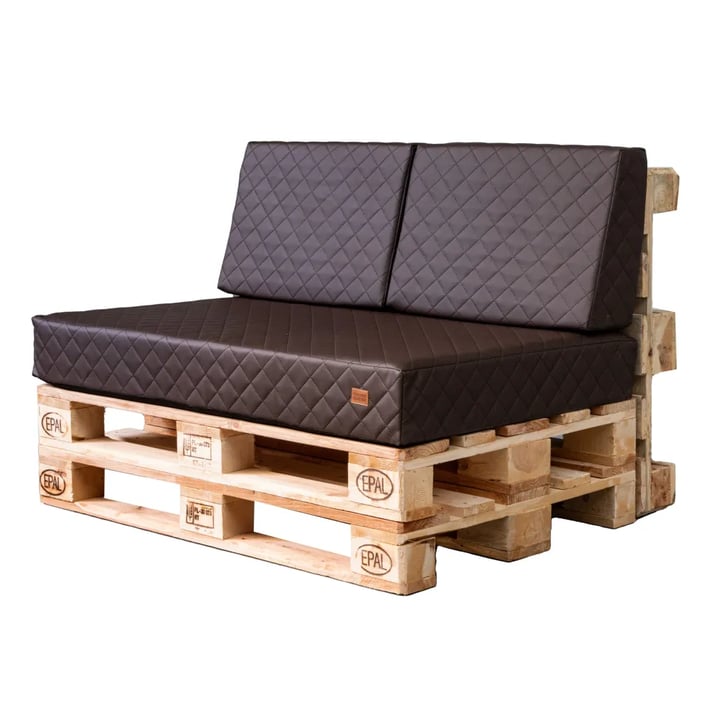 eco leather quilted pallet cushion brown