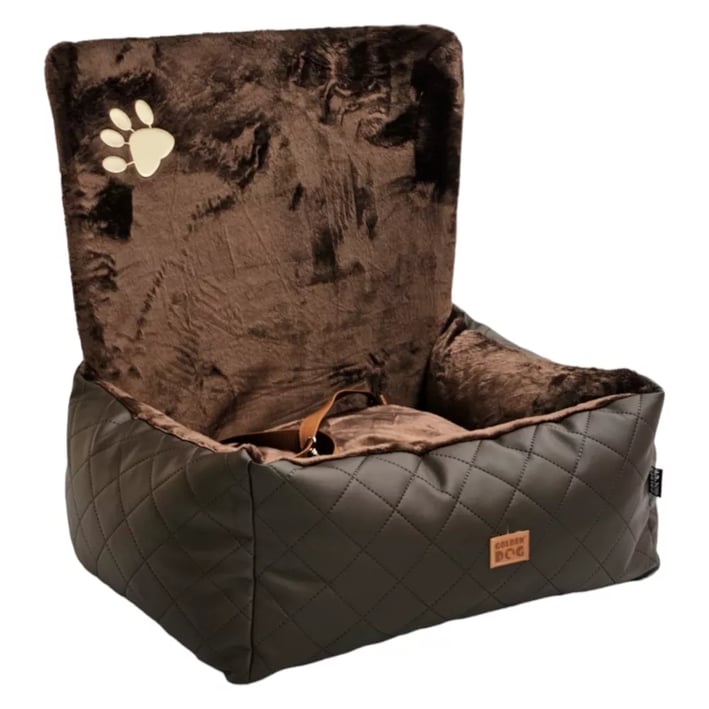 chocolate plush dog car seat
