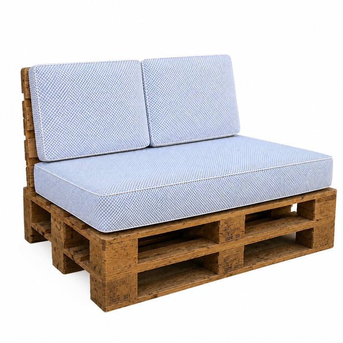 Powder Blue & White Checkerboard Outdoor Pallet Cushions – Sicilia, GPS