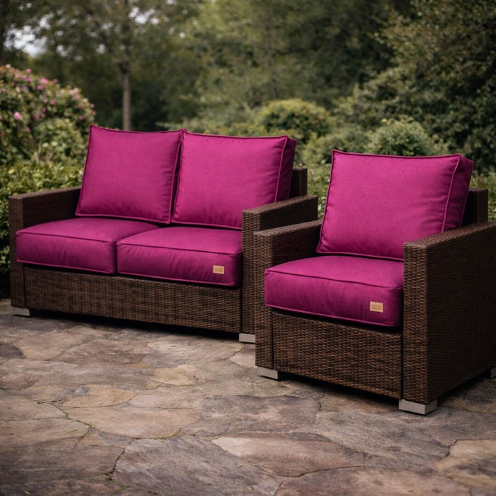 fuchsia fabric cushions for rattan sofa