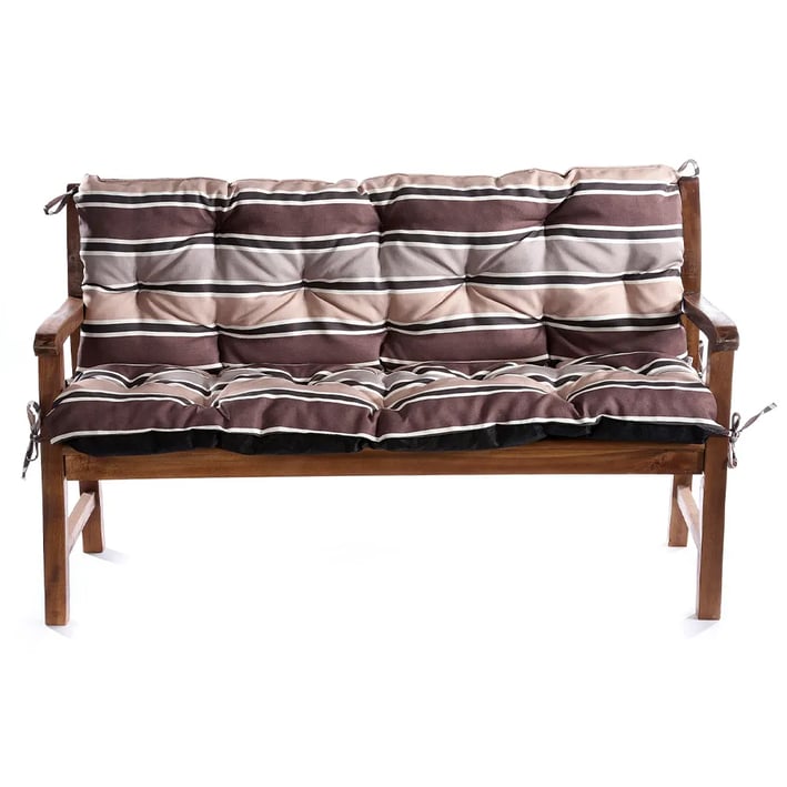 brown stripes bench cushion w backrest