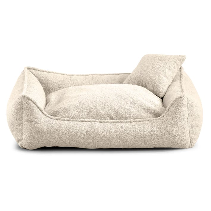 cream boucle dog bed