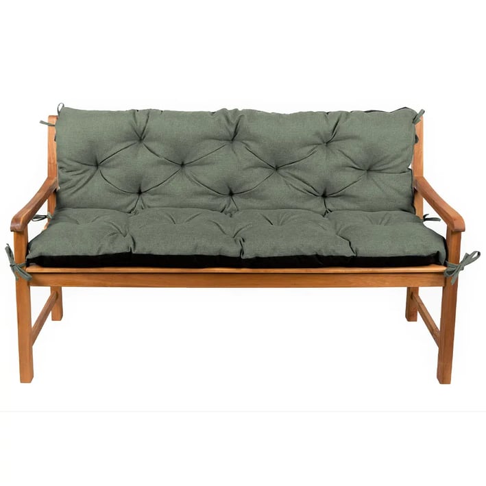 dark green bench cushion with backrest