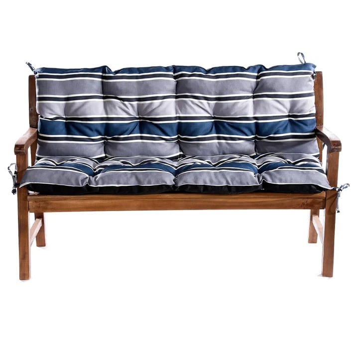 grey&navy stripes bench cushion with backrest