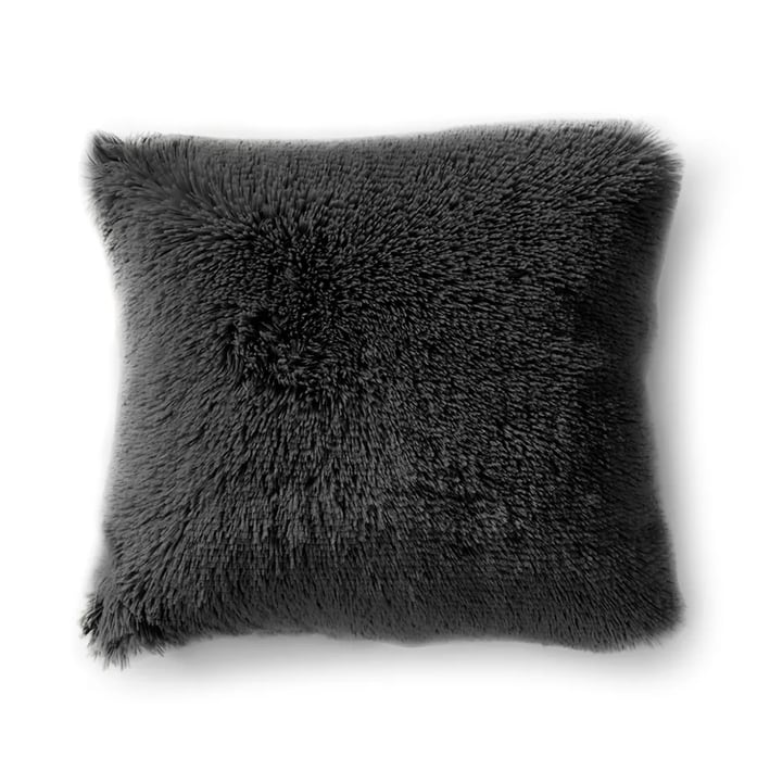 black decorative cushion shaggy