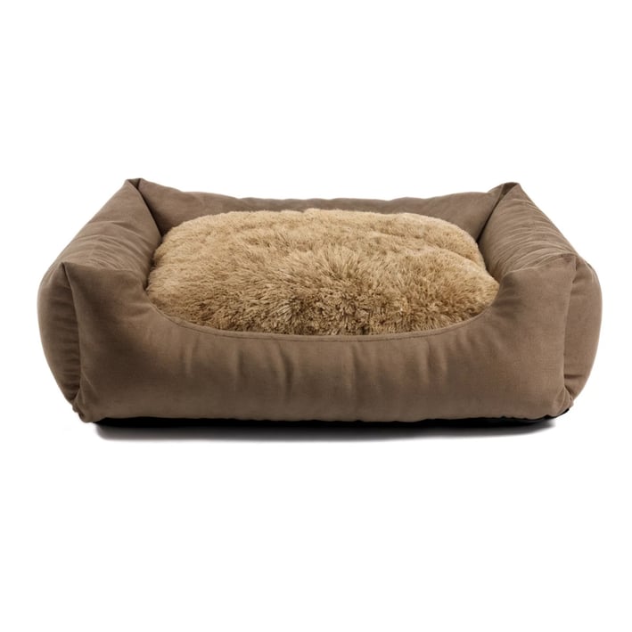brown dog bed fluffy nelo