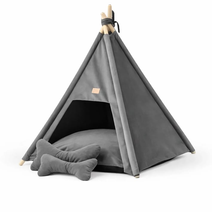teepee dog bed grey