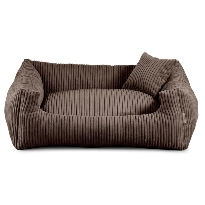 dark brown soft stripe dog bed