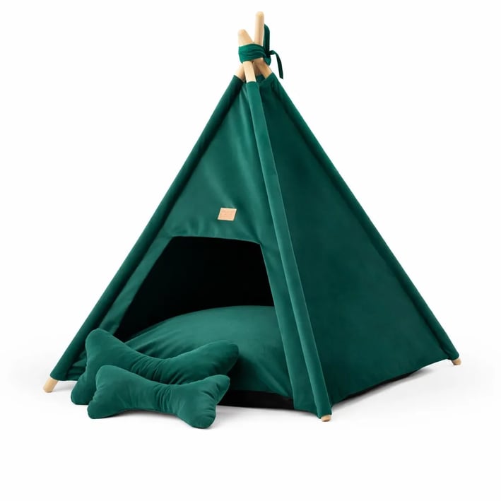 teepee dog bed bottle green
