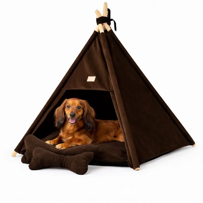 teepee dog bed brown