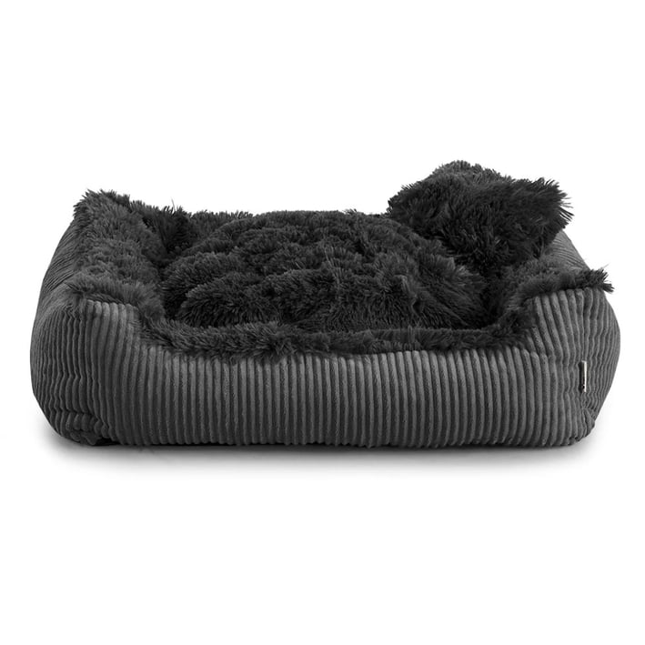 dark grey shaggy dog bed